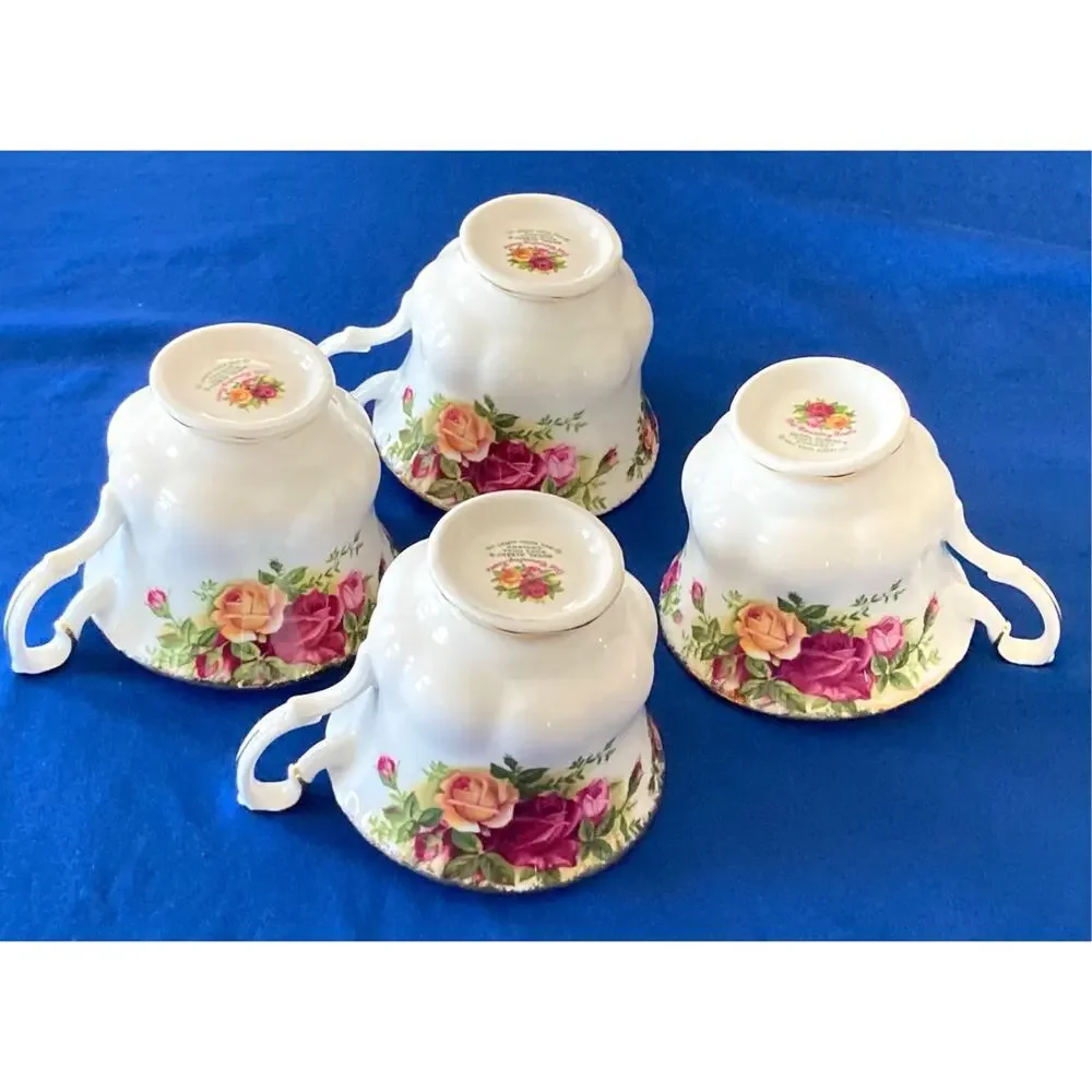 VTG Royal Albert Old Country Roses 1962 Tea Coffee Saucer Set of 4 England - Picture 3 of 16